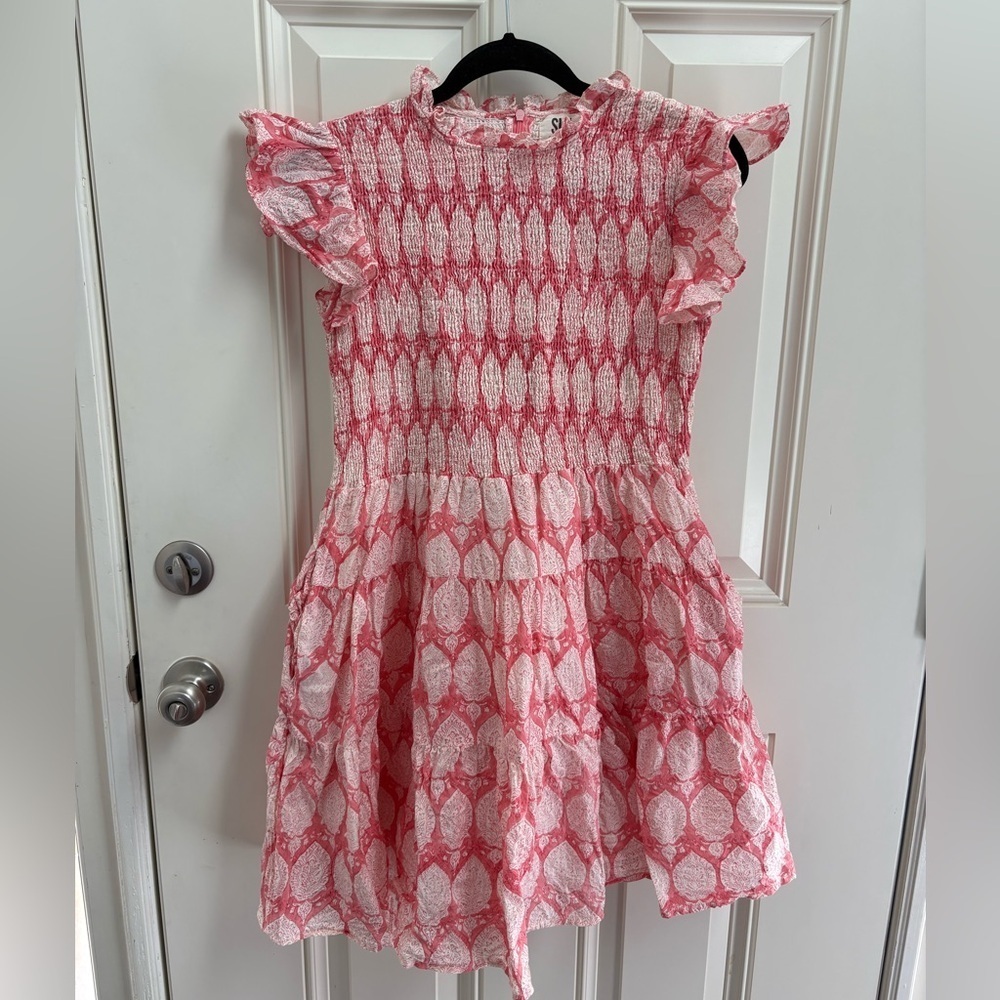 Tuckernuck SLV Pink and White Smocked Mini Dress with Pockets!